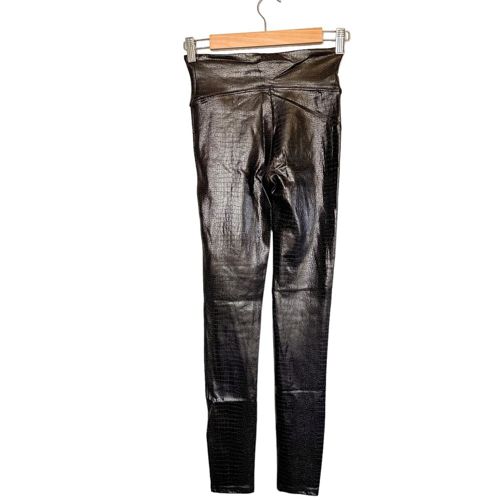 Spanx Faux Leather Croc Shine High Waisted Leggings 20303R Dark Brown Small - Picture 3 of 16